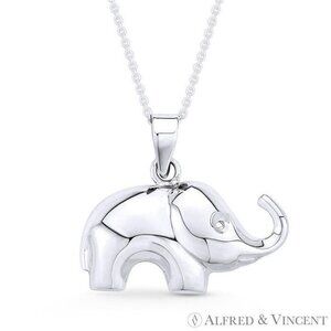 Elephant Animal Charm Pendant in .925 Sterling Silver